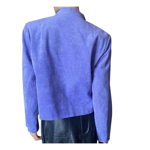 Vtg Ultrasuede Cropped Jacket Sz 14 ( S / M ) Purple Blazer Vegan Suede Washable - Picture 4 of 14